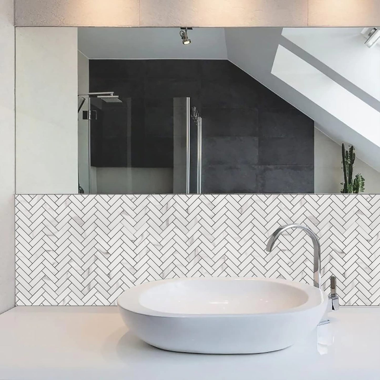 2022 Herringbone Wall Tile - Statuario White Marble