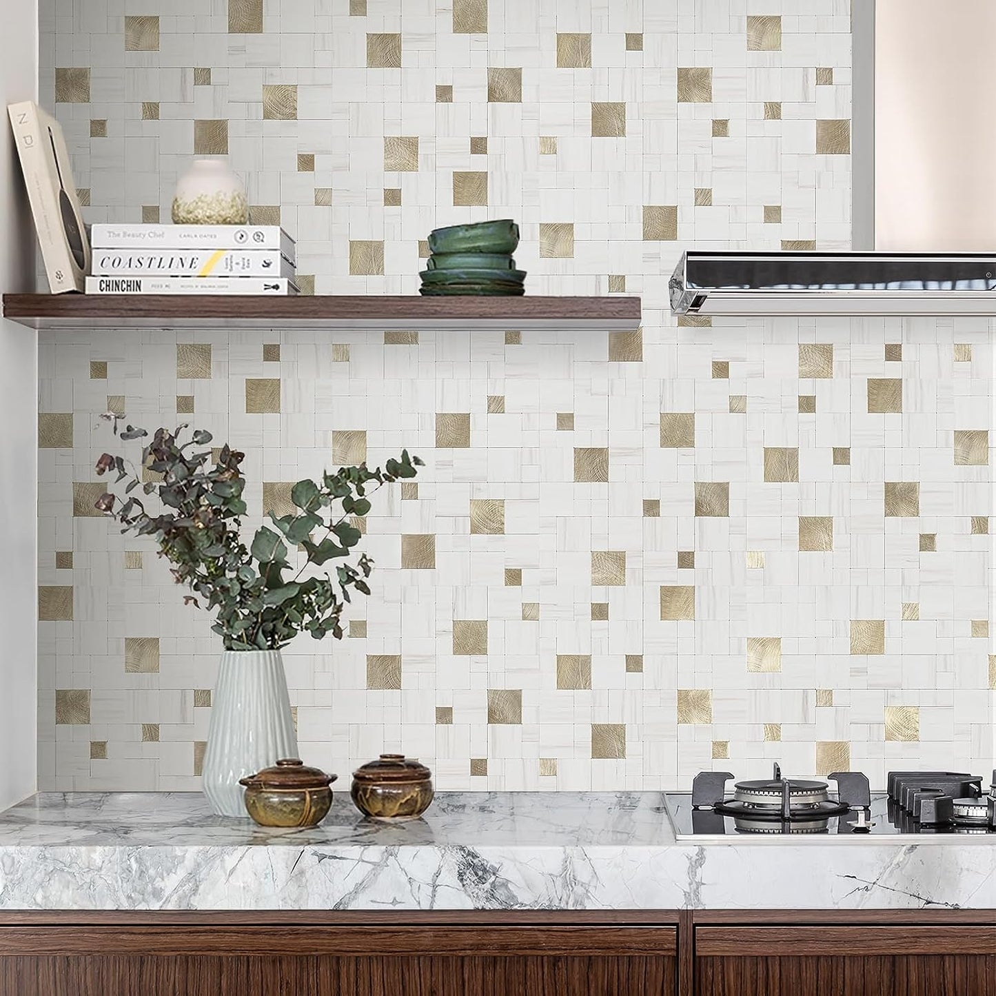 Square Mosaic Peel and Stick Tiles - Dolomite White