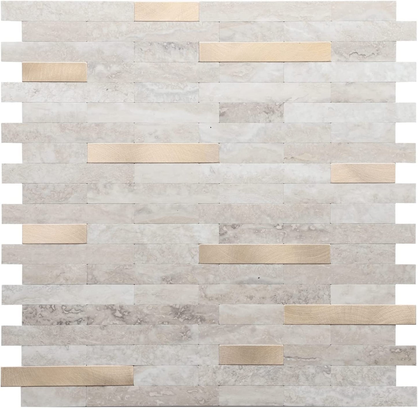 Faux Stone Mixed Metal Linear Blend - Beige with Metal Gold