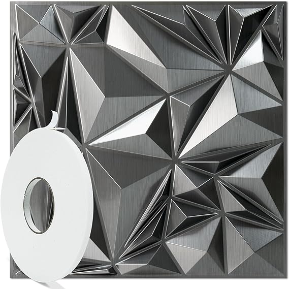 Irregular Diamond 3D Wall Panels - Brushed Silver