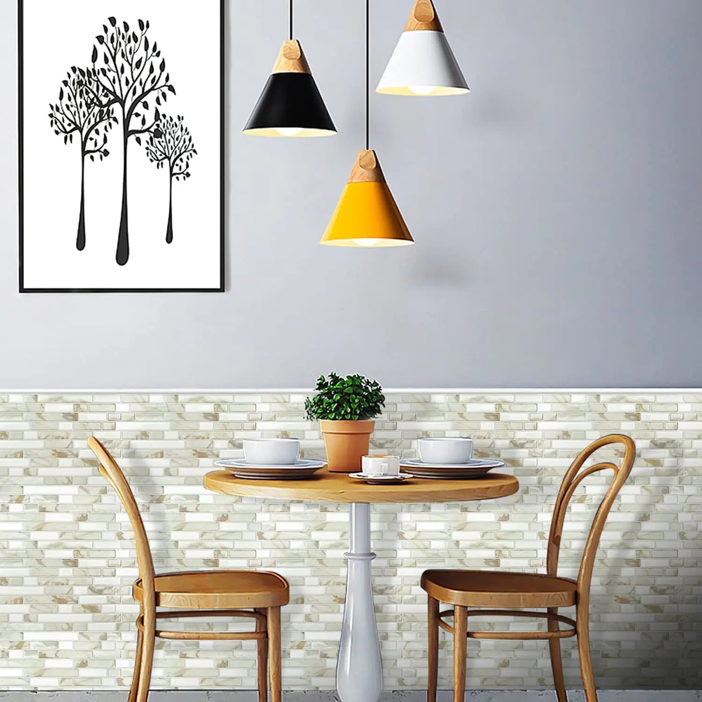 Linear Blend Backsplash - Faux Calacatta Marble