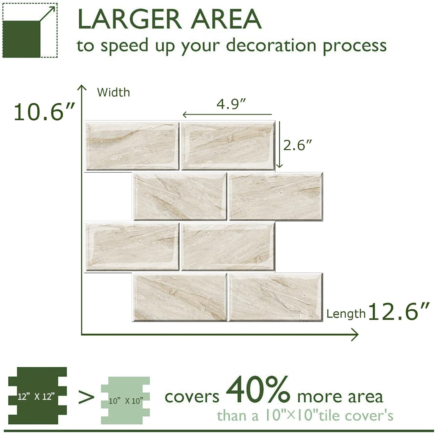Subway Tile Peel and Stick Backsplash - Beige Slate
