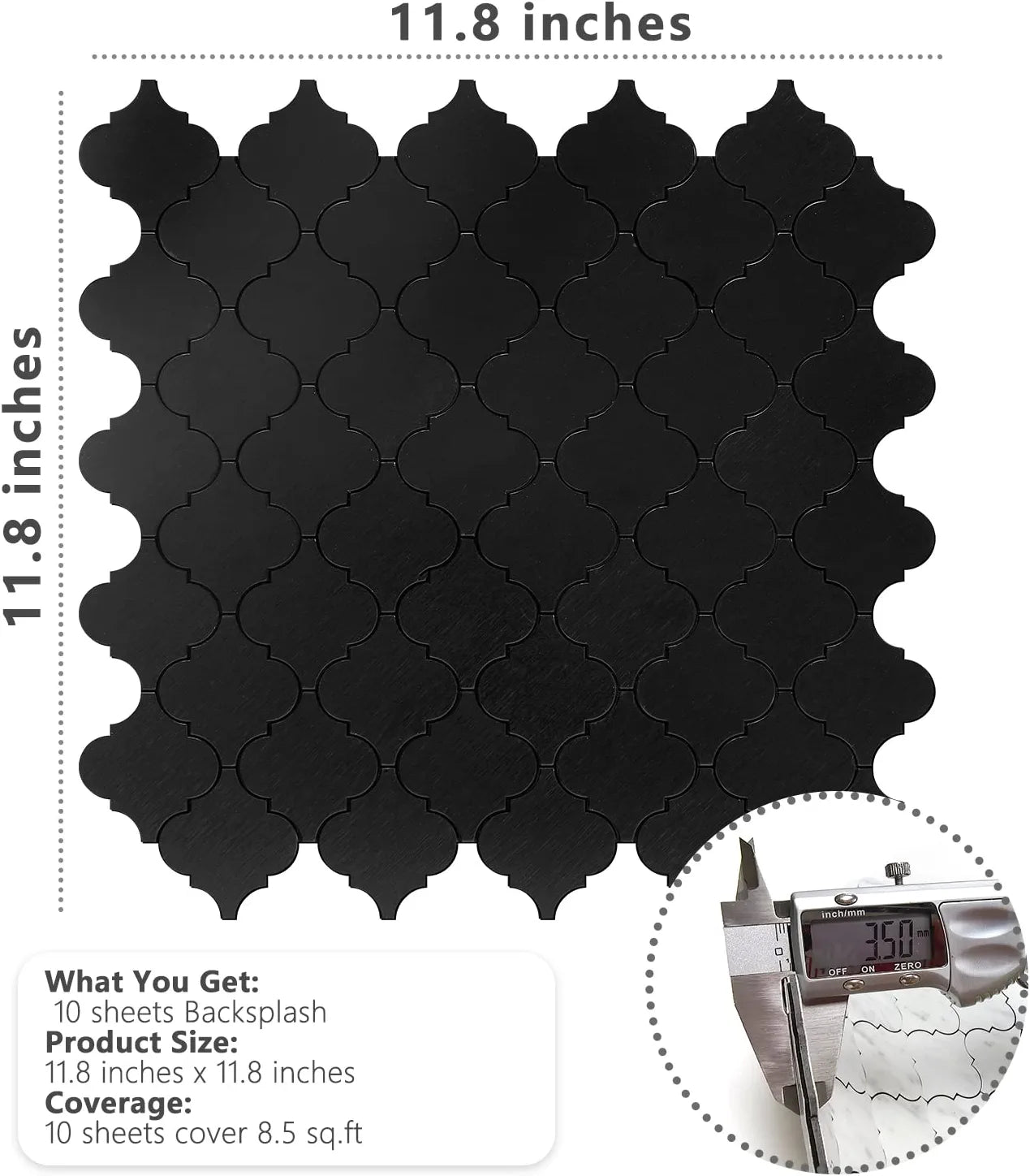 Arabesque Peel and Stick Tiles - Black