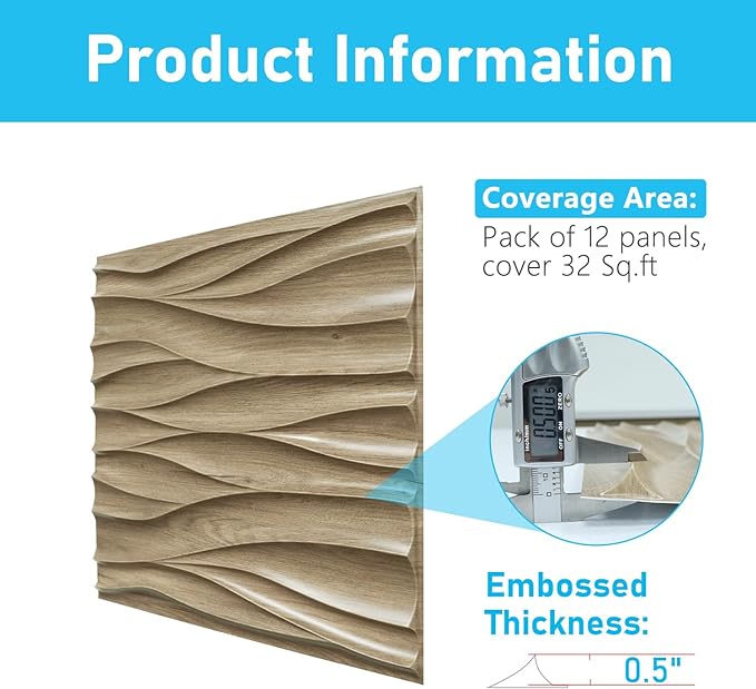 Wave Design Textured PVC Wall Panels - Natural Oak