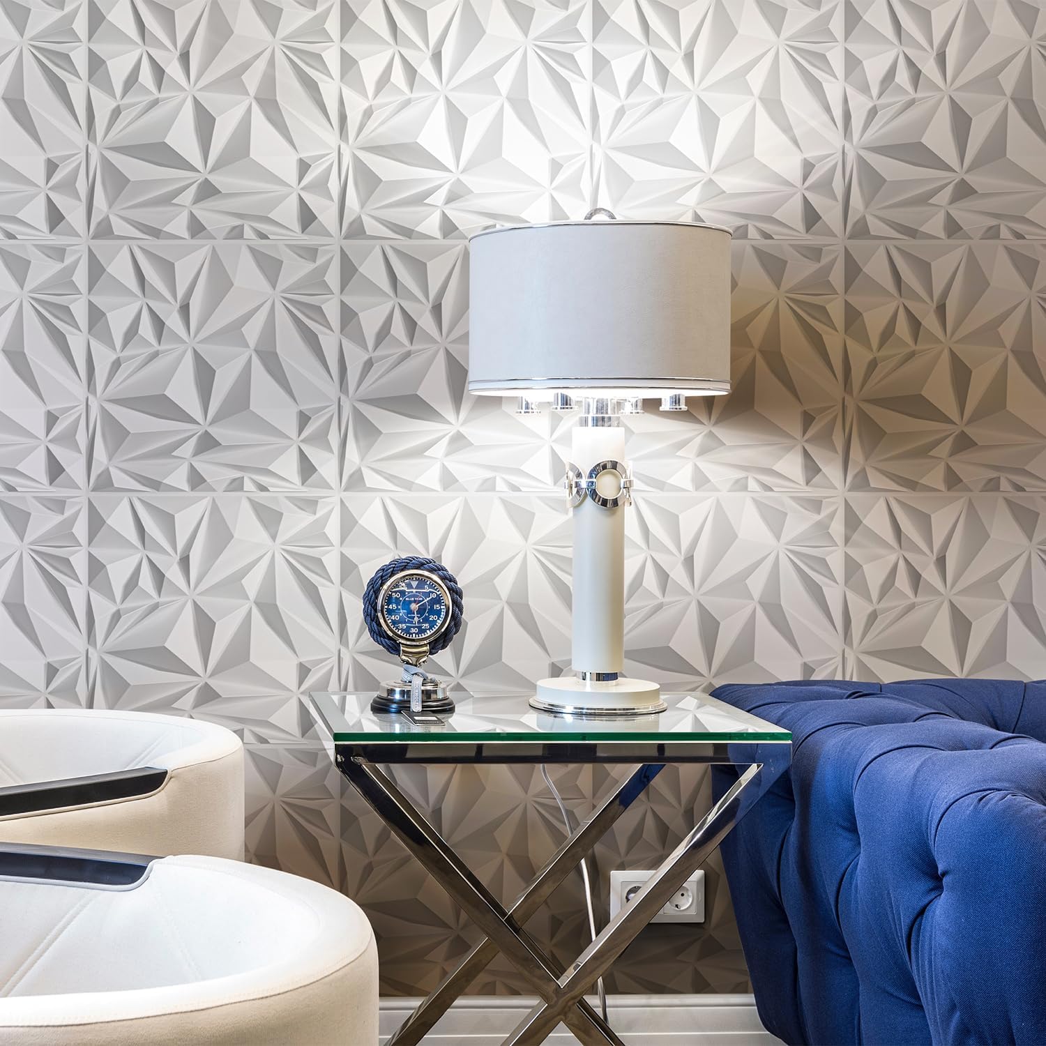 Irregular Diamond 3D Wall Panels - White – BUYSTICKTILES