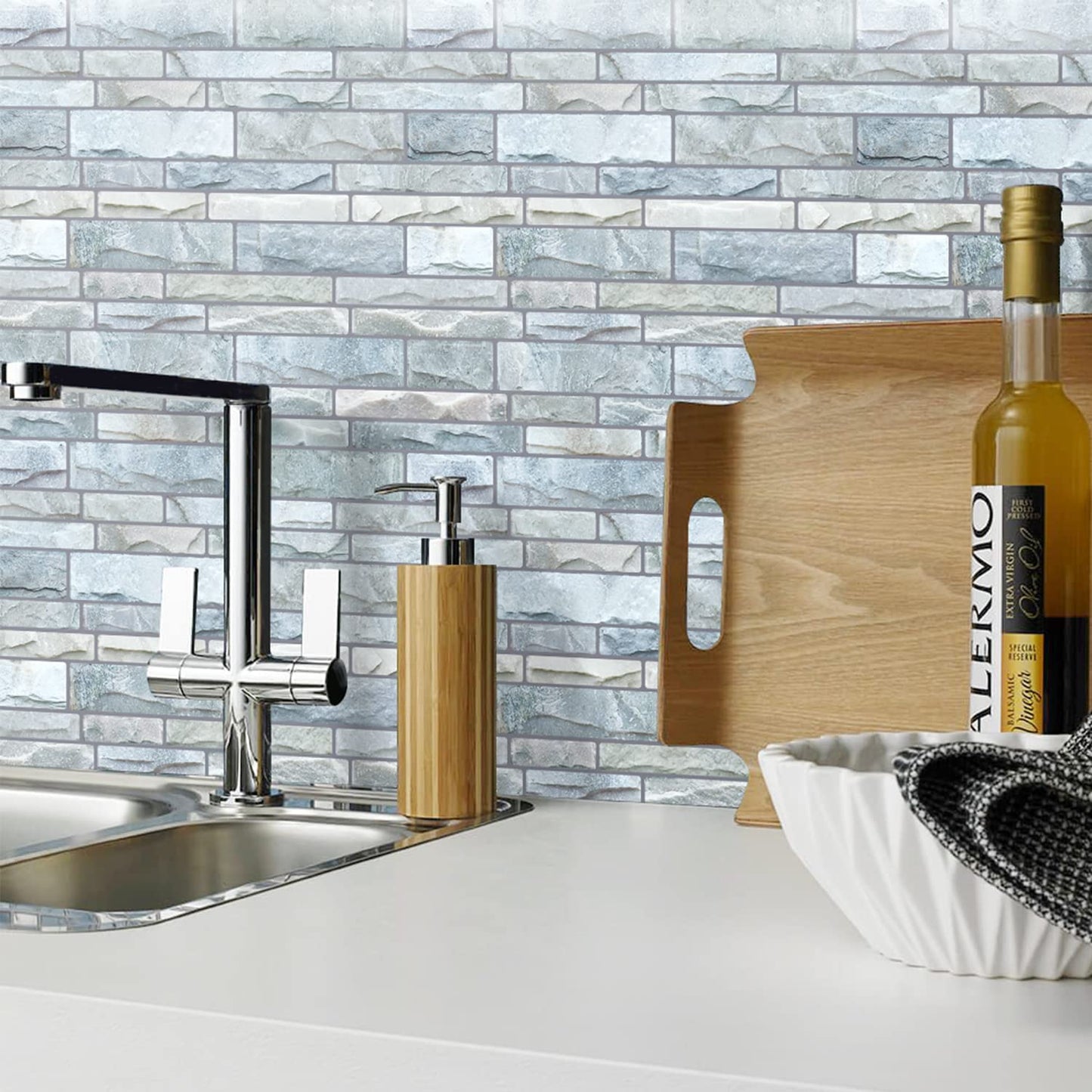 Blend Tiles Peel and Stick Tile Backsplash - Cultured Stone Look