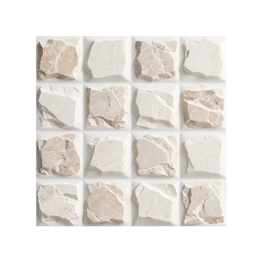 3D White and Brown Square Quartz Peel and Stick Wall Tile