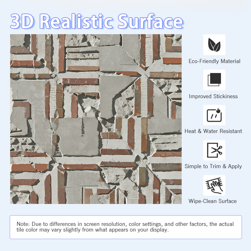 3D Industrial Vintage Style Peel and Stick Wall Tile