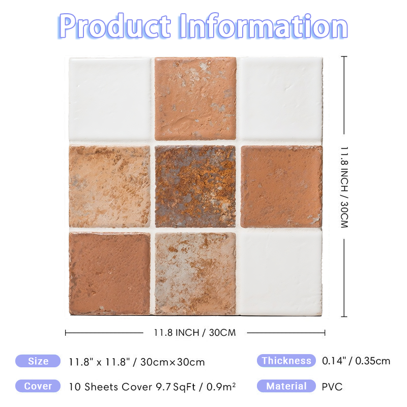 3D Vintage Terracotta Style Peel and Stick Wall Tile