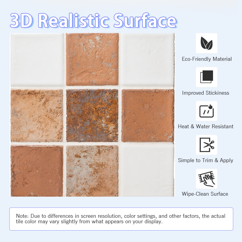 3D Vintage Terracotta Style Peel and Stick Wall Tile
