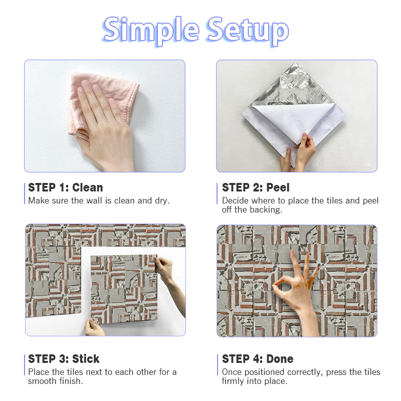 3D Industrial Vintage Style Peel and Stick Wall Tile