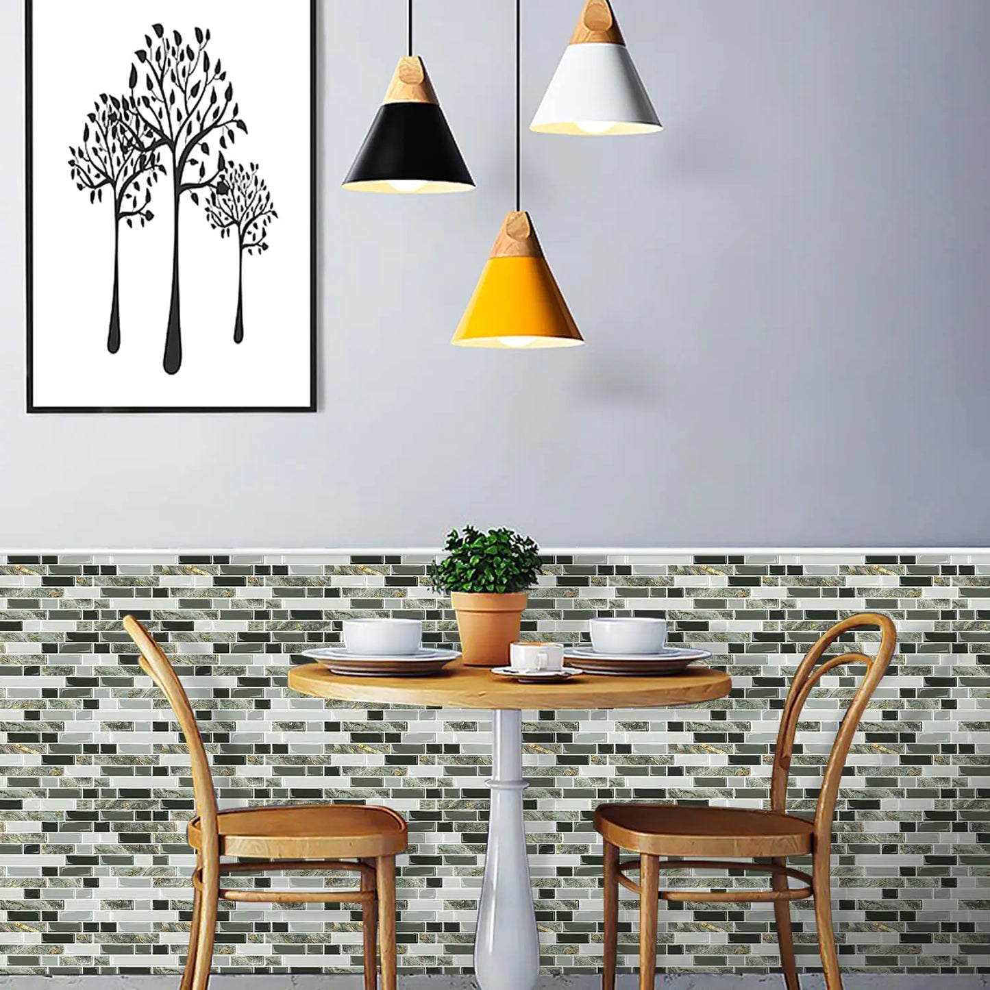 Linear Blend Backsplash - Mixed Green