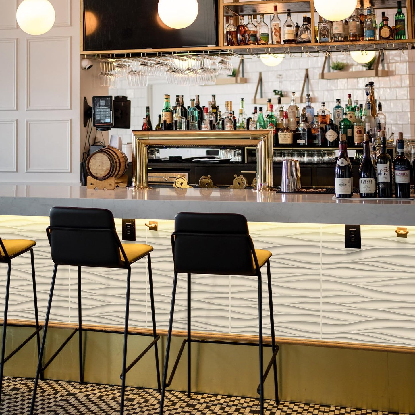 Wave Design Textured PVC Wall Panels - White