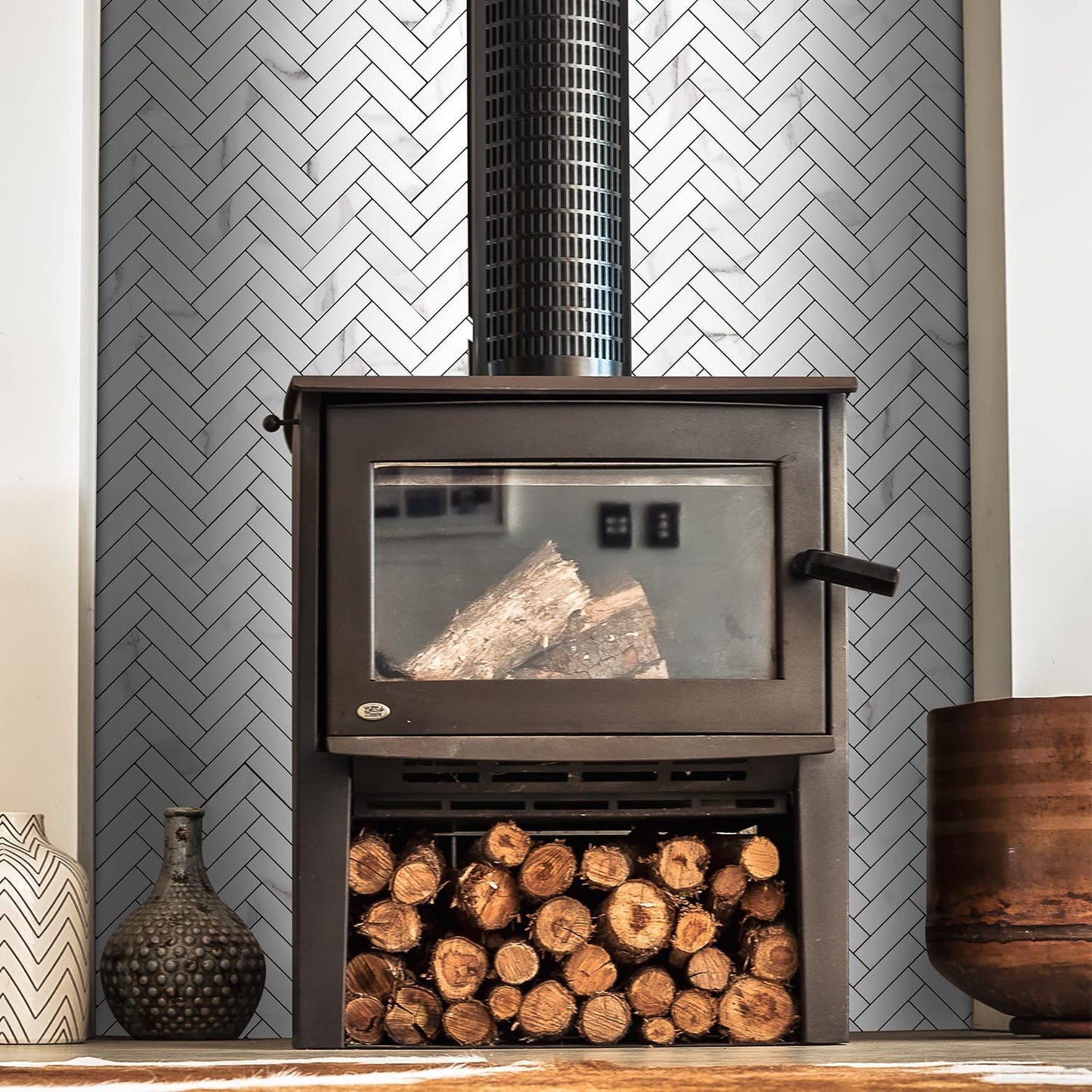 2022 Herringbone Wall Tile - Statuario White Marble