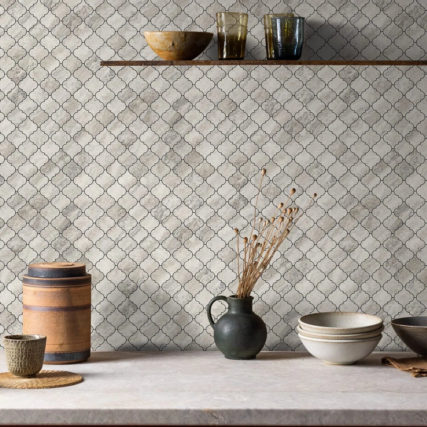 Arabesque Peel and Stick Tiles - Beige