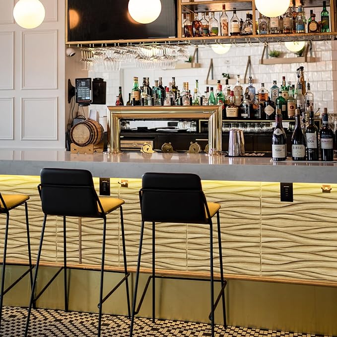 Wave Design Textured PVC Wall Panels - Natural Oak