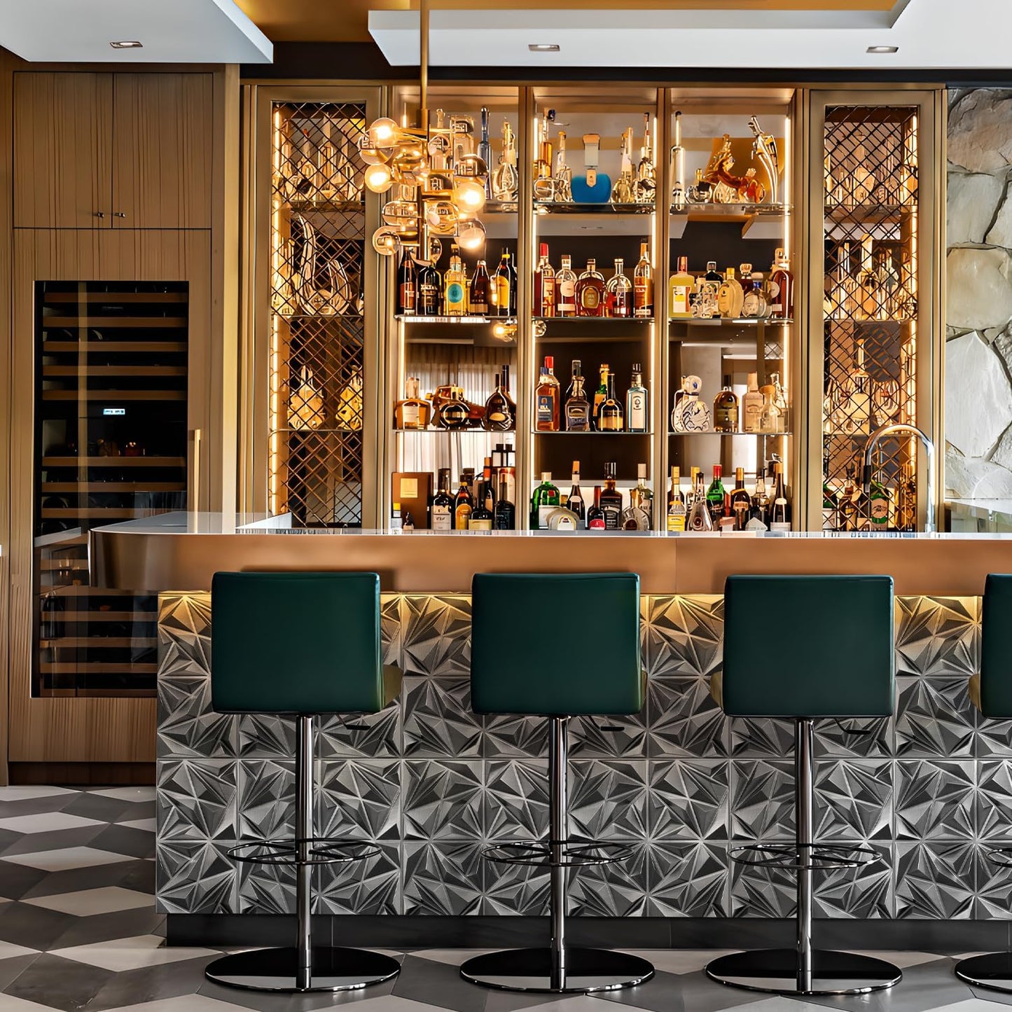 Triangle Diamond Design 3D PVC Wall Panels - Brushed Silver