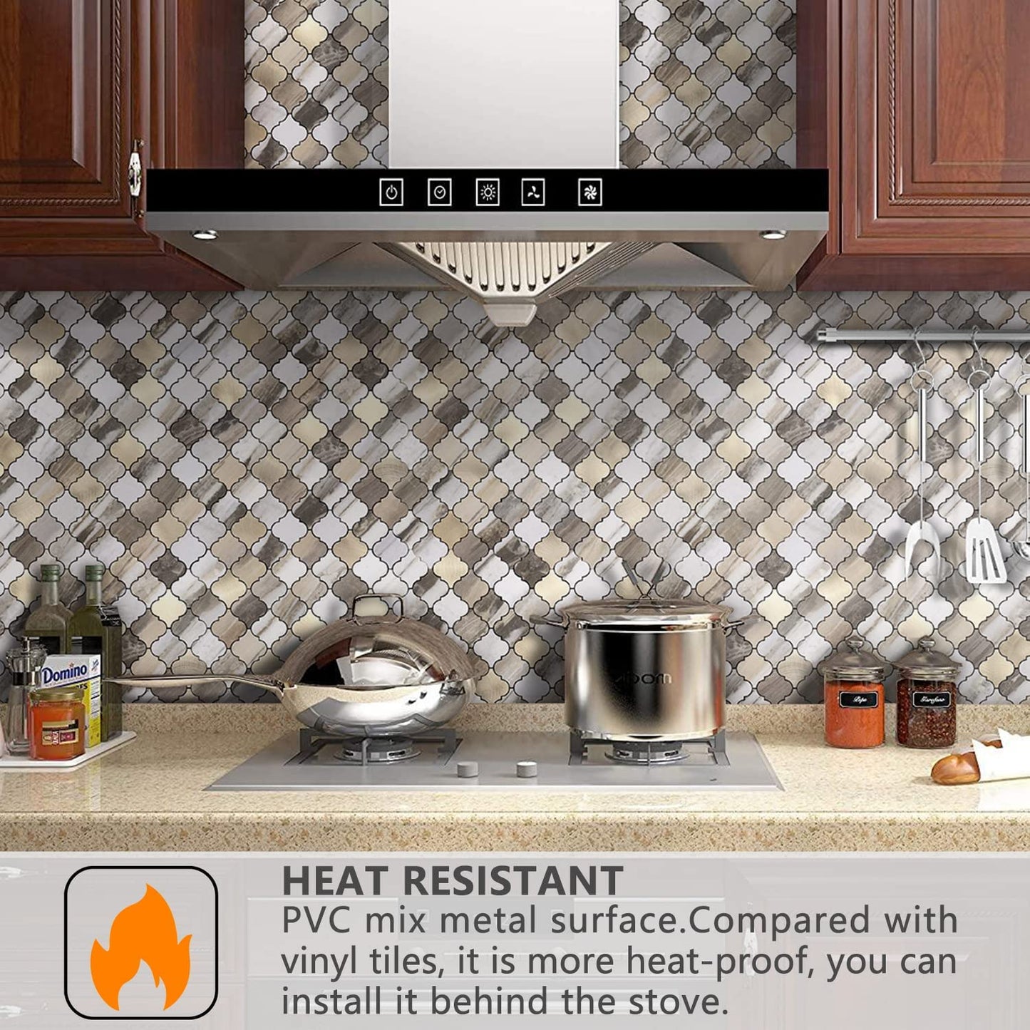 Arabesque Peel and Stick Tiles - Gold Wood Grain Marble