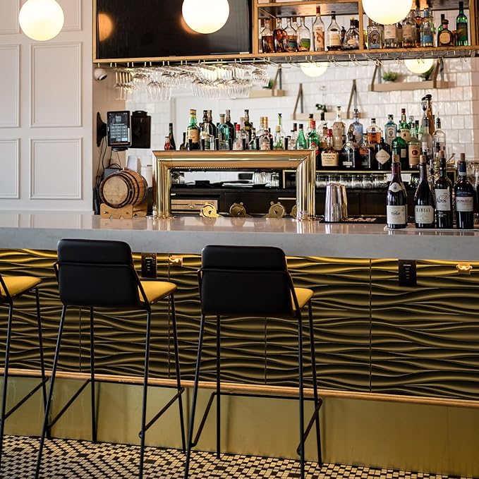 Wave Design Textured PVC Wall Panels - Black