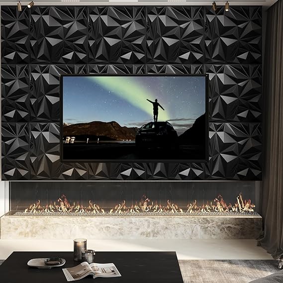 Irregular Diamond 3D Wall Panels - Black