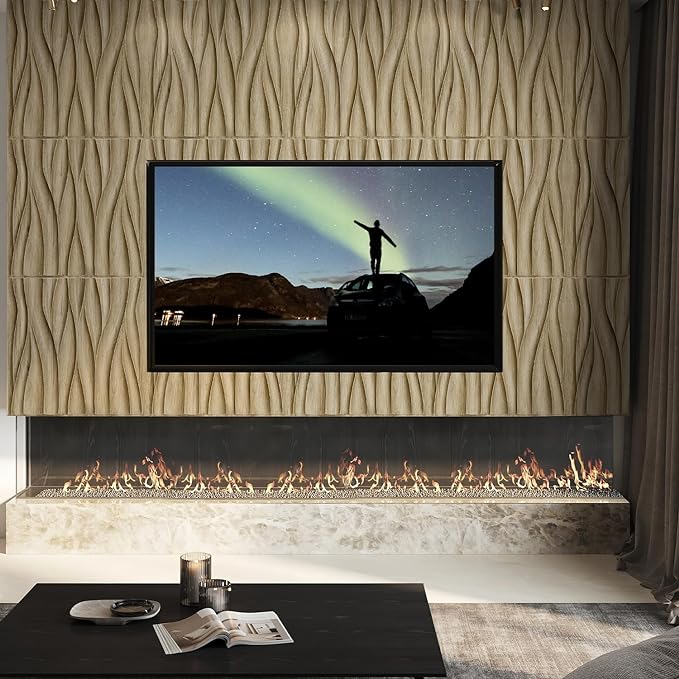 Wave Design Textured PVC Wall Panels - Natural Oak