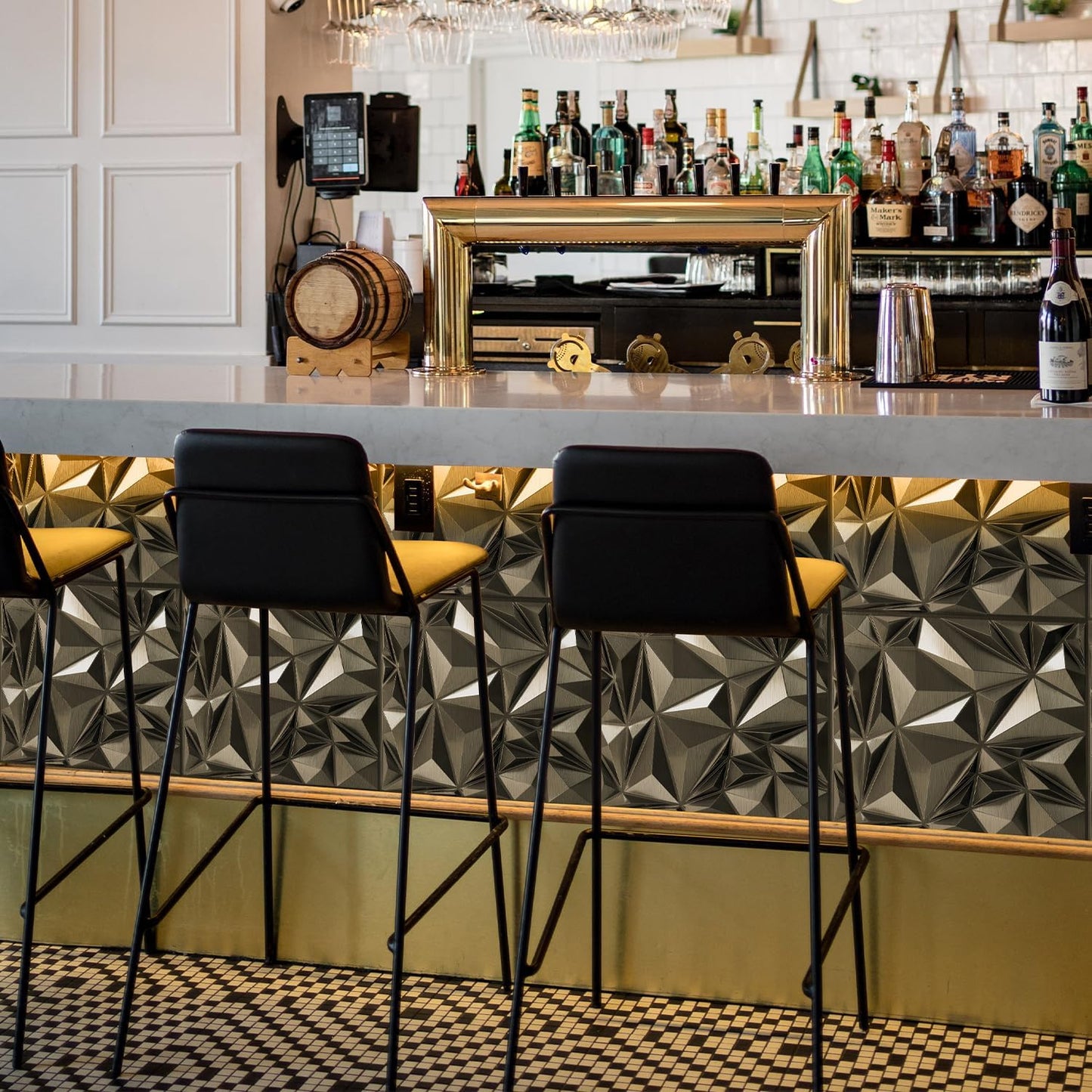 Irregular Diamond 3D Wall Panels - Brushed Silver