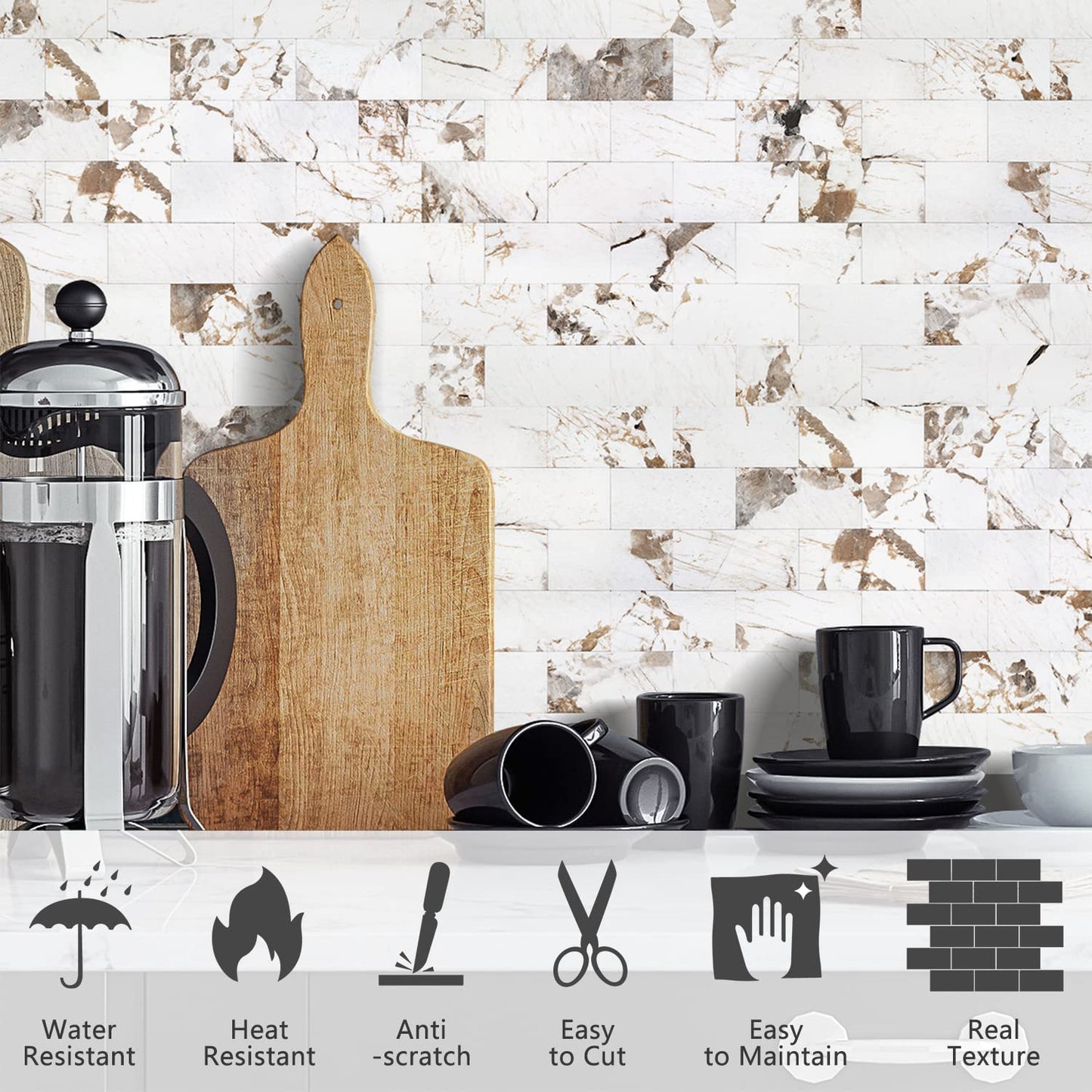 2''x4'' Subway Peel and Stick Tiles Sheeted - Belgium White Marble