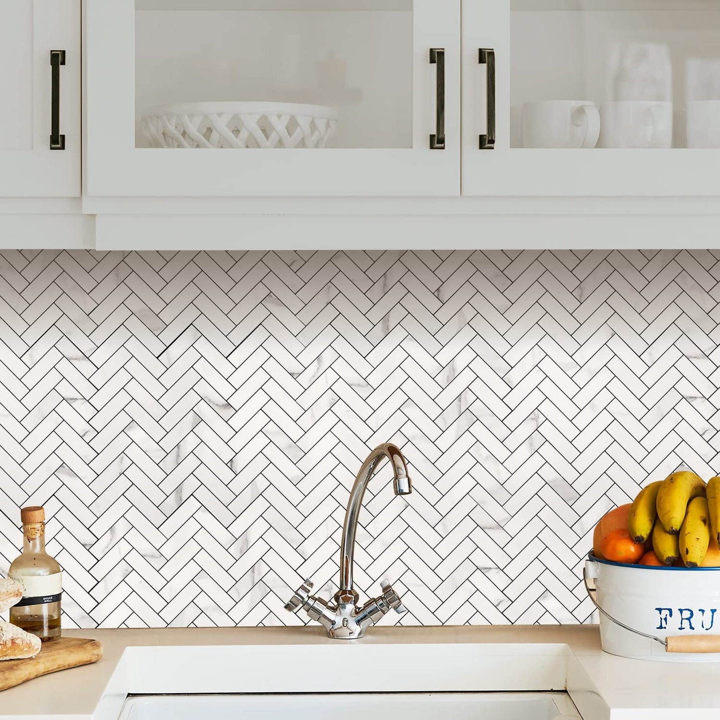 2022 Herringbone Wall Tile - Statuario White Marble