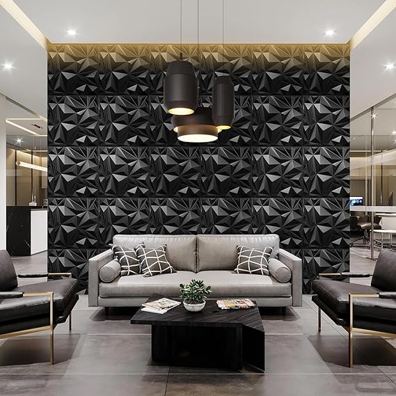 Irregular Diamond 3D Wall Panels - Black