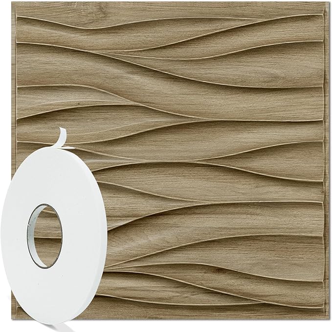Wave Design Textured PVC Wall Panels - Natural Oak