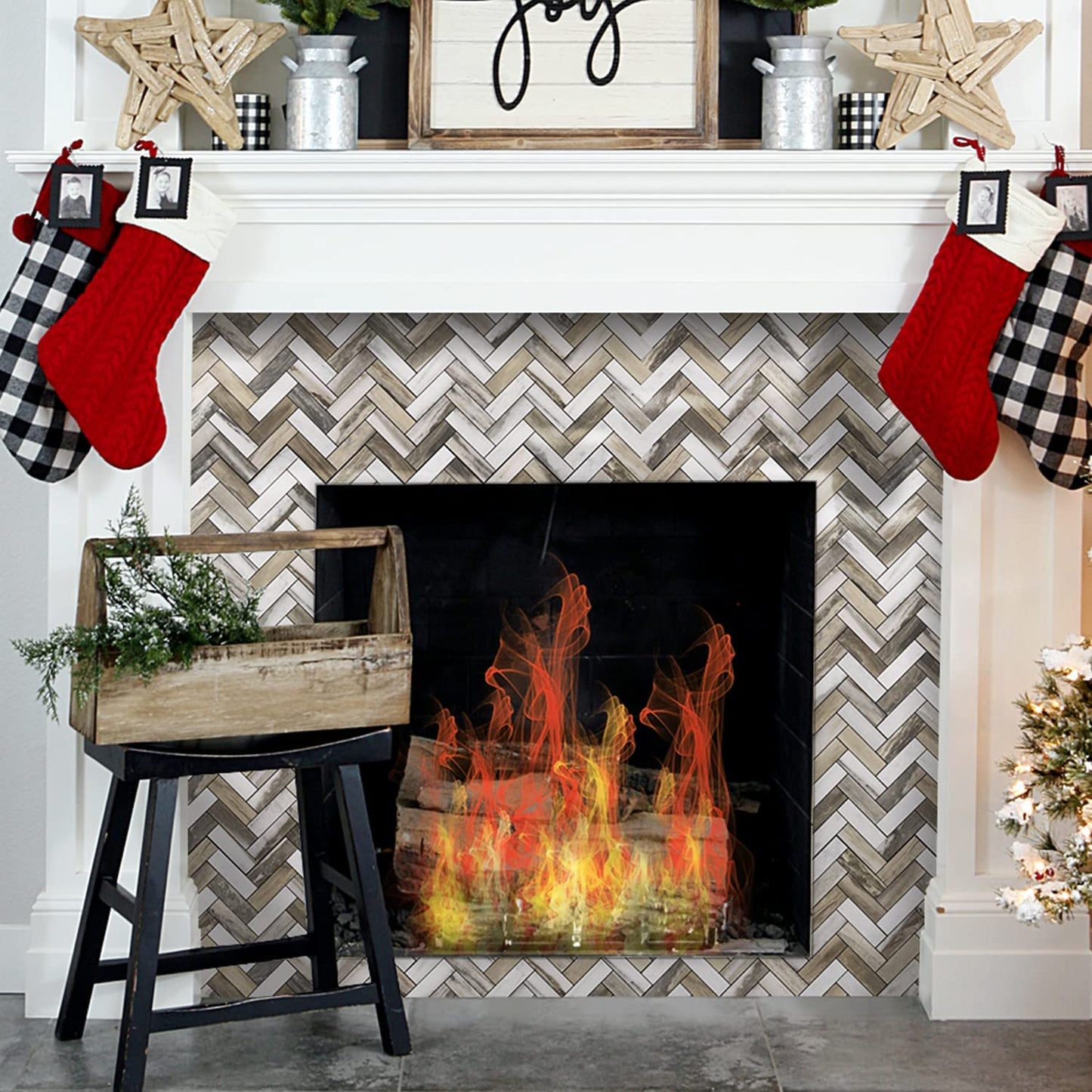 2022 Herringbone Wall Tile - Gold Wood Grain Marble