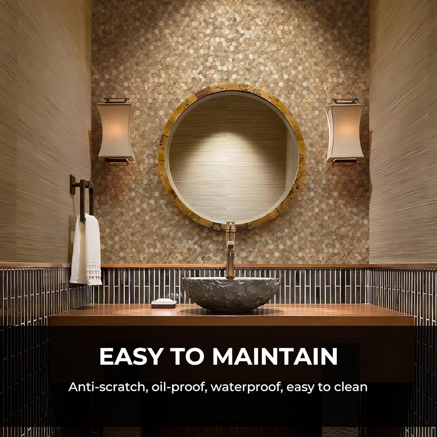 Penny Mosaic Hexagon Peel and Stick Backsplash Tiles - Copper