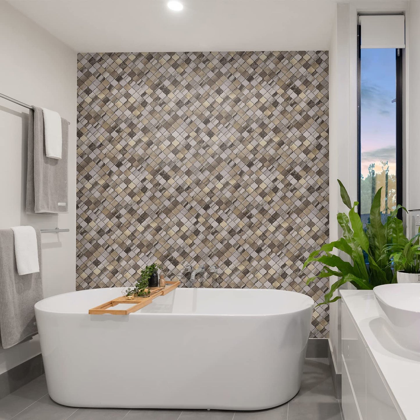 Arabesque Peel and Stick Tiles - Gold Wood Grain Marble