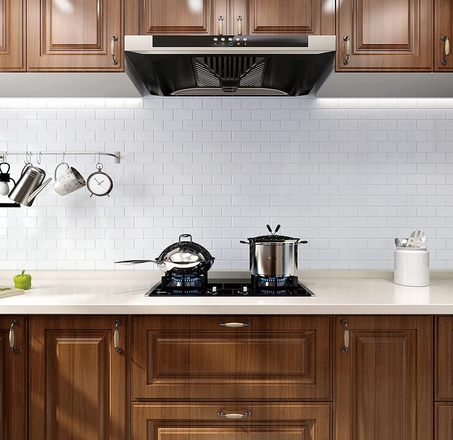 Subway Tiles Peel and Stick Thicker Design - Cold White with White Grout