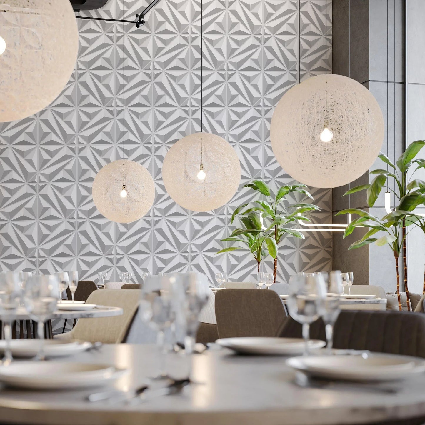 Flower Textured 3D PVC Wall Panels - White