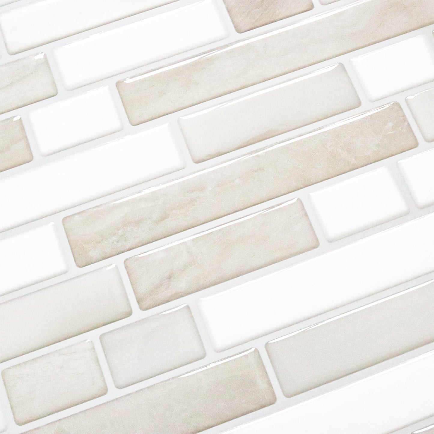 Linear Blend Backsplash - Beige & White