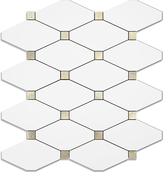 PVC Mixed Metal Mosaic Tile Backsplash - Pure White