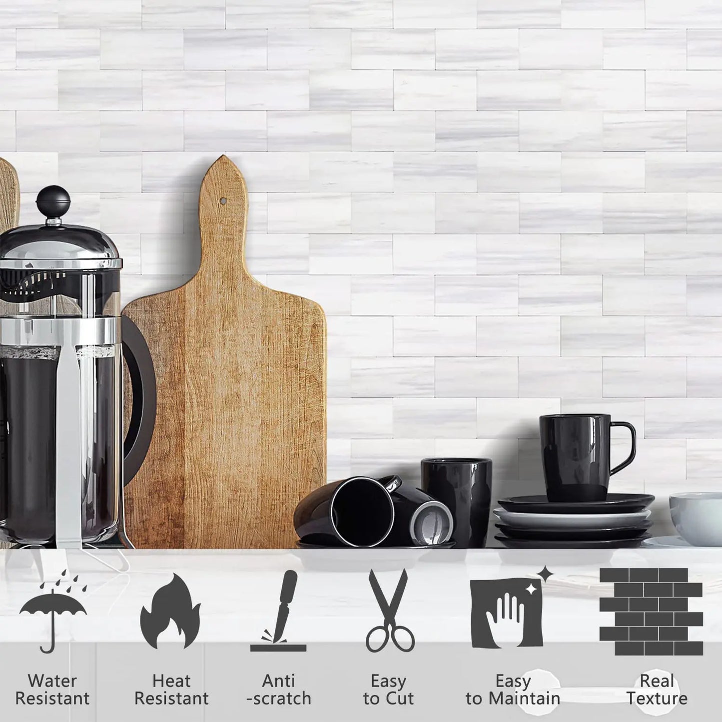 2''x4'' Subway Peel and Stick Tiles Sheeted - Light Grey Dolomite