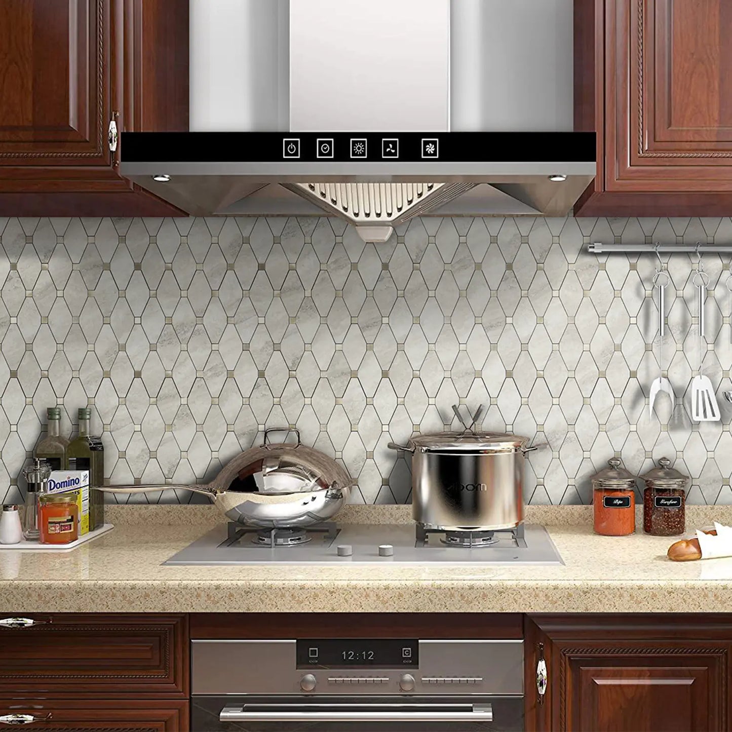 PVC Mixed Metal Mosaic Tile Backsplash- Beige