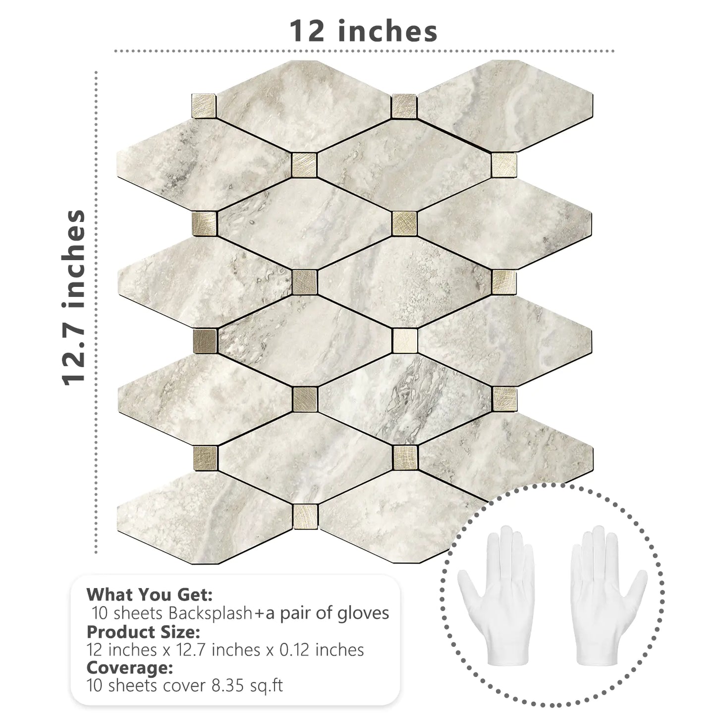 PVC Mixed Metal Mosaic Tile Backsplash- Beige