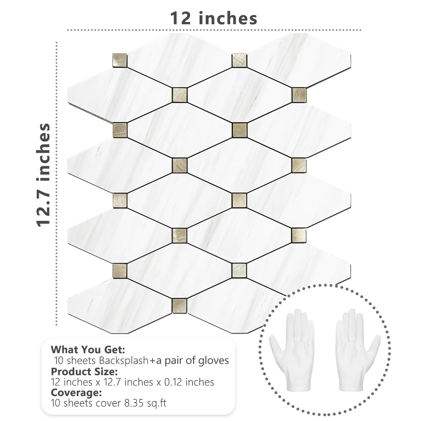 PVC Mixed Metal Mosaic Tile Backsplash - Dolomite