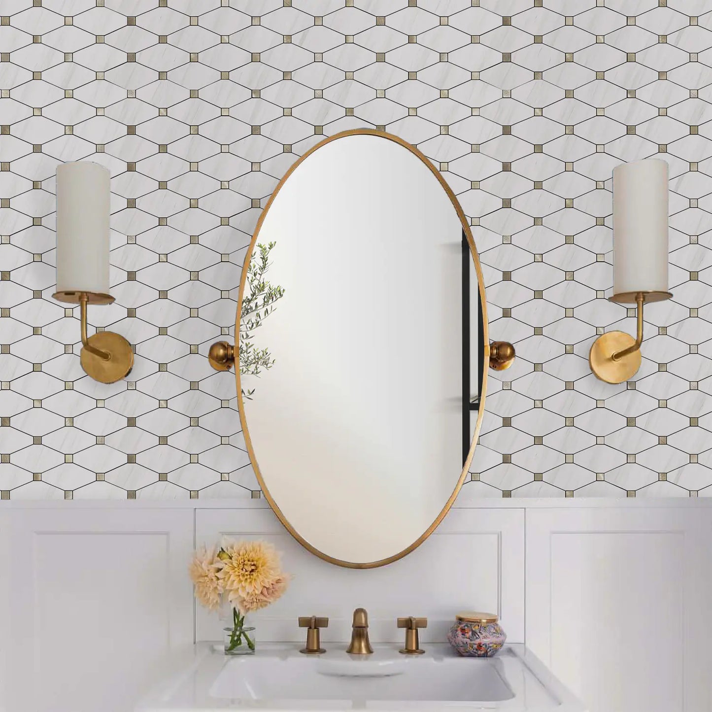 PVC Mixed Metal Mosaic Tile Backsplash - Dolomite