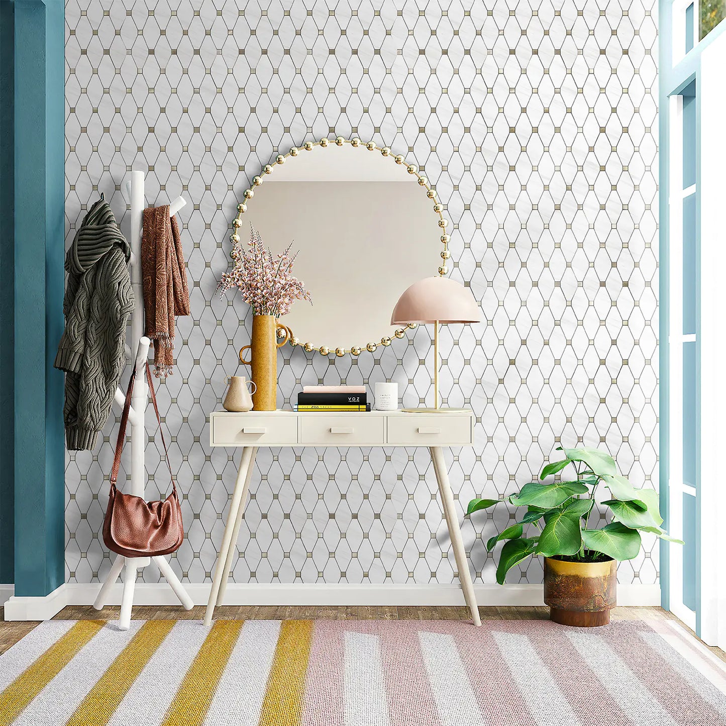 PVC Mixed Metal Mosaic Tile Backsplash - Dolomite