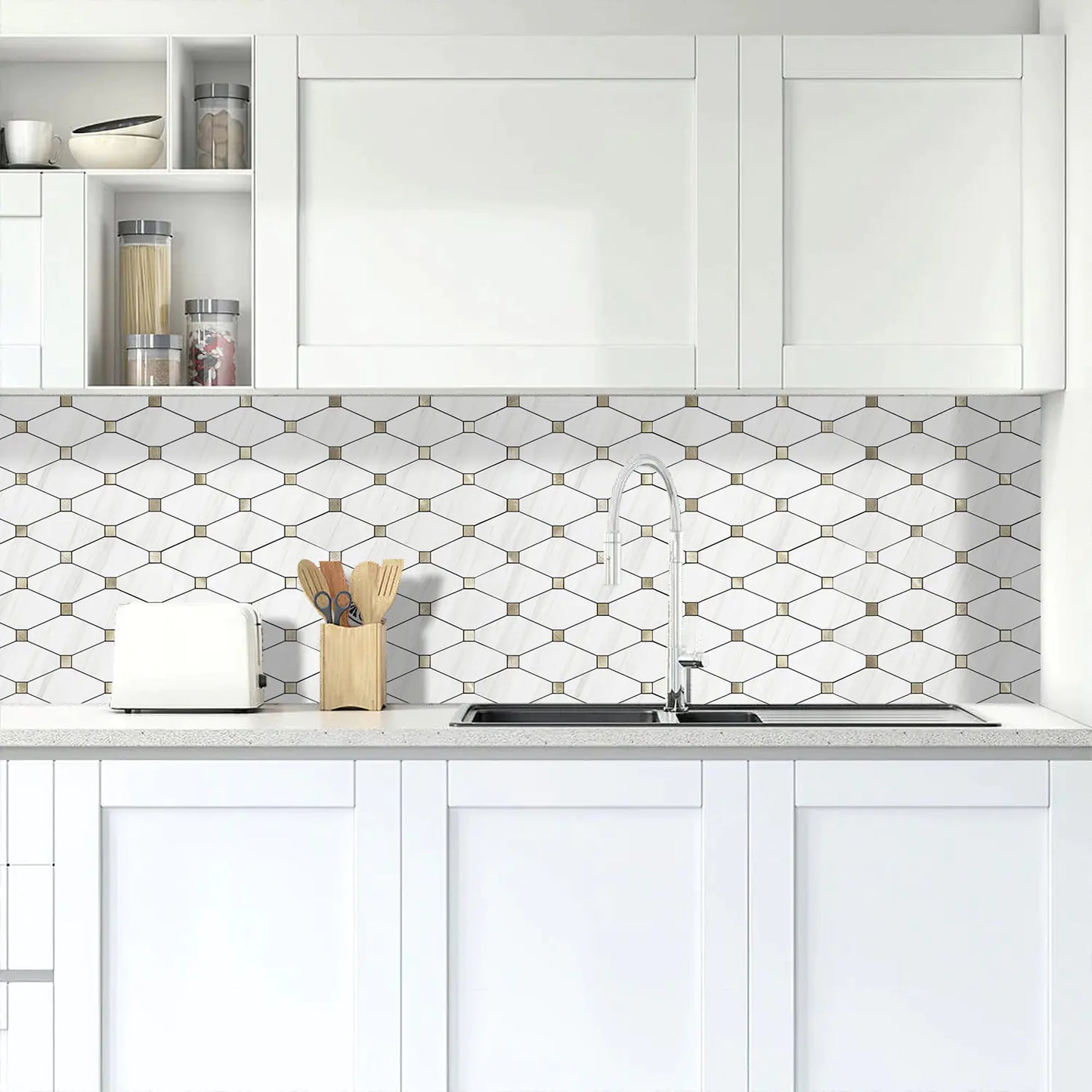 PVC Mixed Metal Mosaic Tile Backsplash - Dolomite
