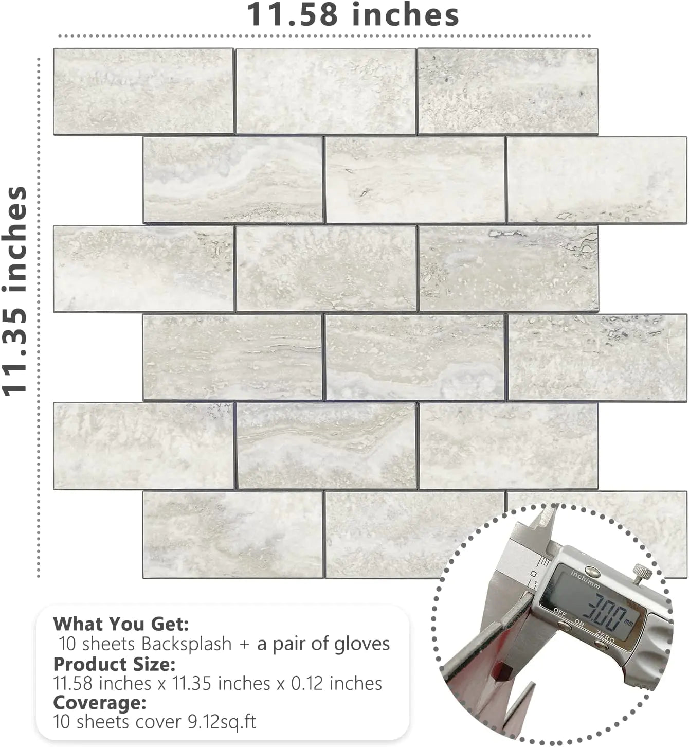 2''x4'' Subway Peel and Stick Tiles Sheeted - Beige