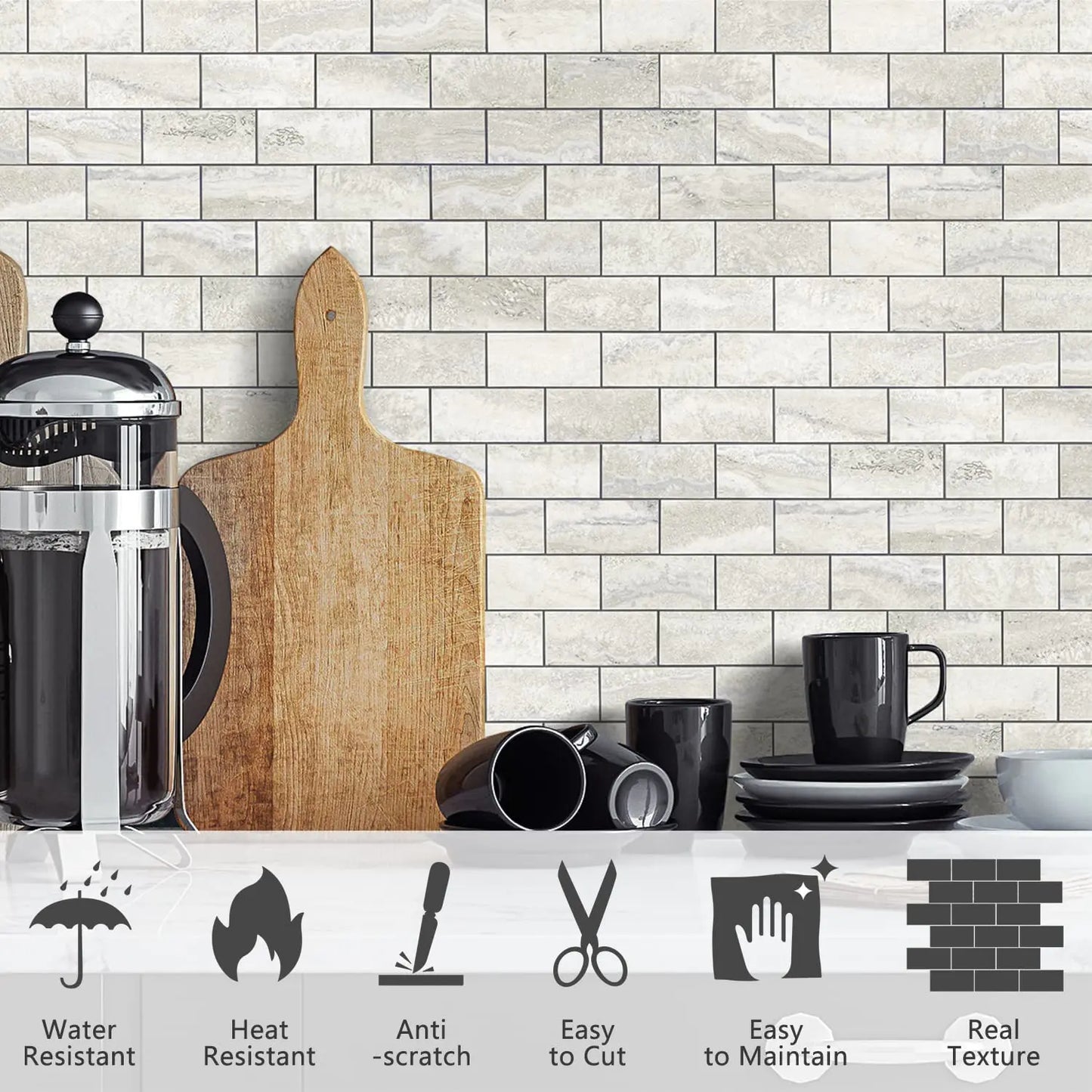 2''x4'' Subway Peel and Stick Tiles Sheeted - Beige