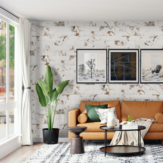 2''x4'' Subway Peel and Stick Tiles Sheeted - Belgium White Marble