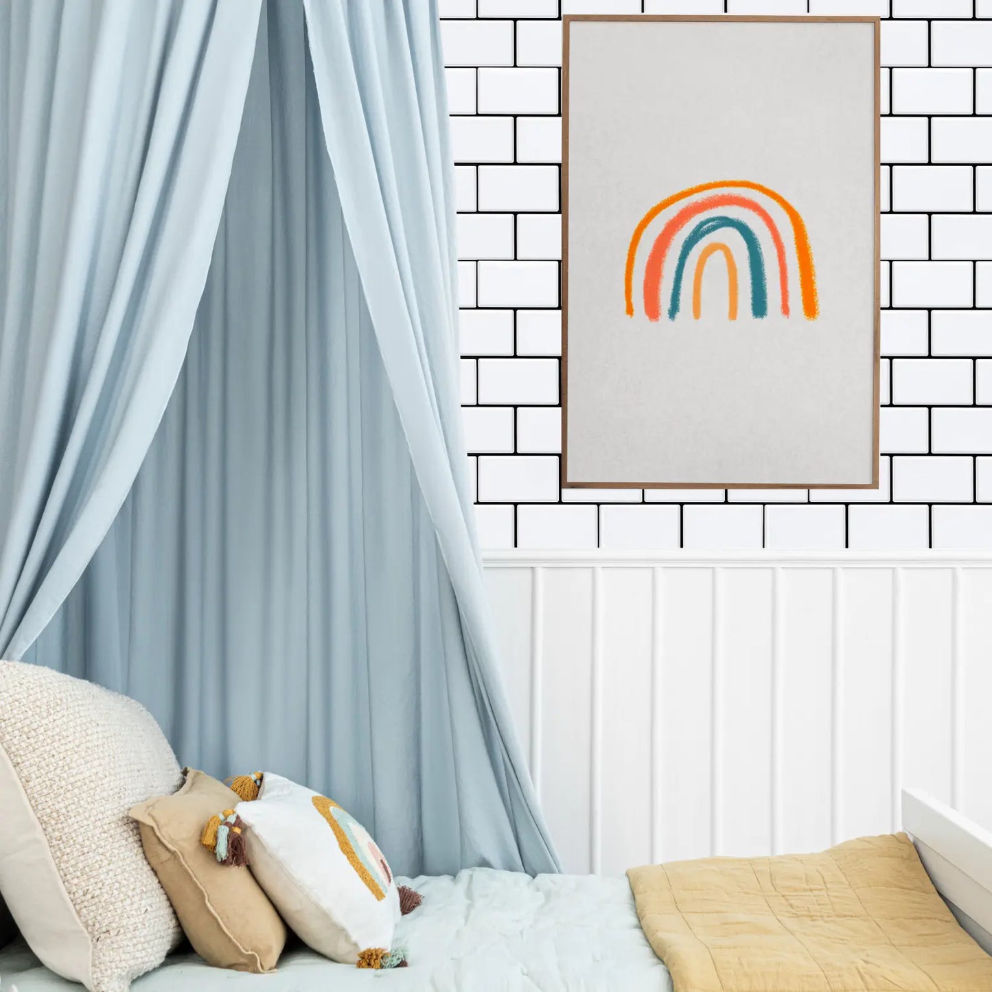 Subway Tiles Peel and Stick Thicker Design - Cold White with Black Grout