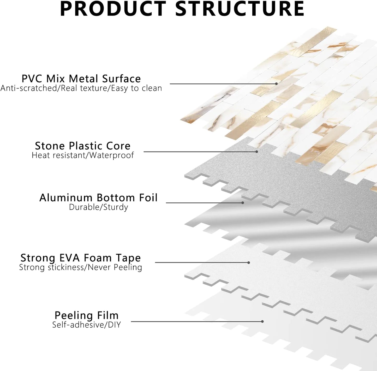 Faux Stone Mixed Metal Linear Blend - Calacatta Gold Mixed Metal Gold