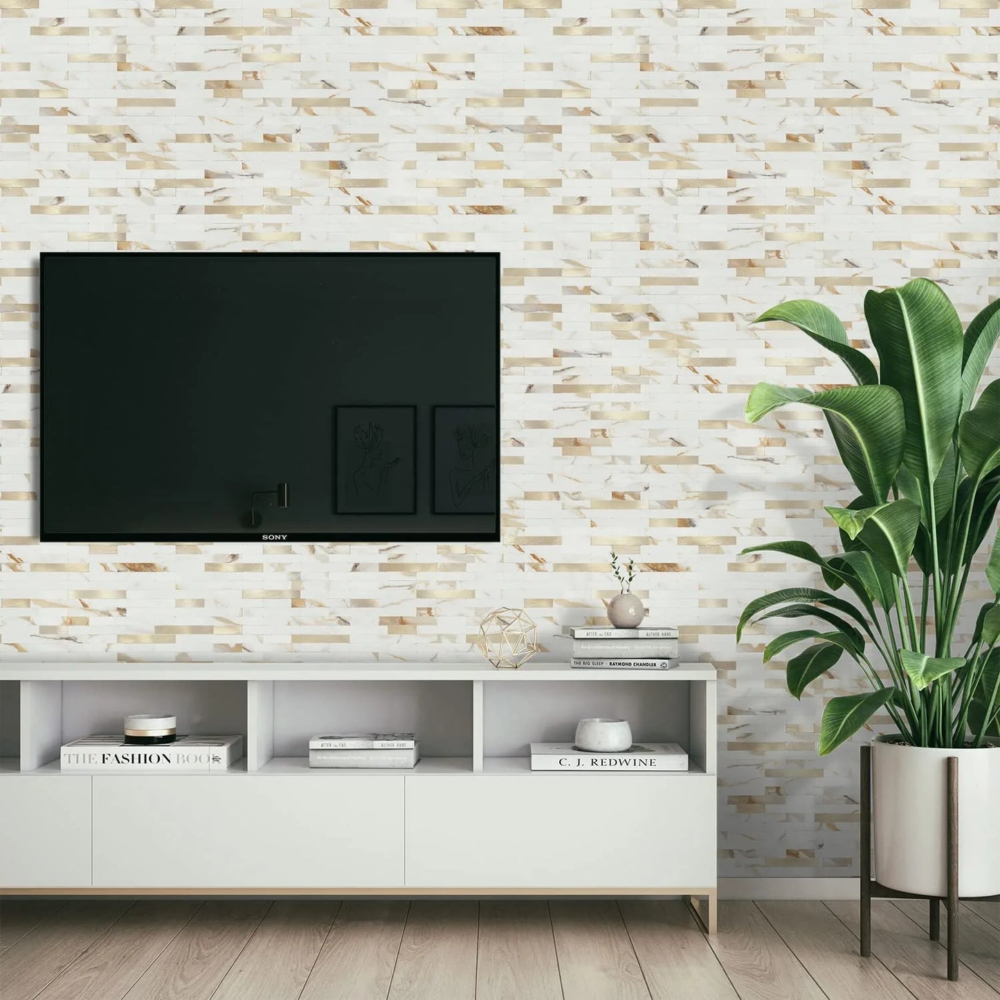 Faux Stone Mixed Metal Linear Blend - Calacatta Gold Mixed Metal Gold